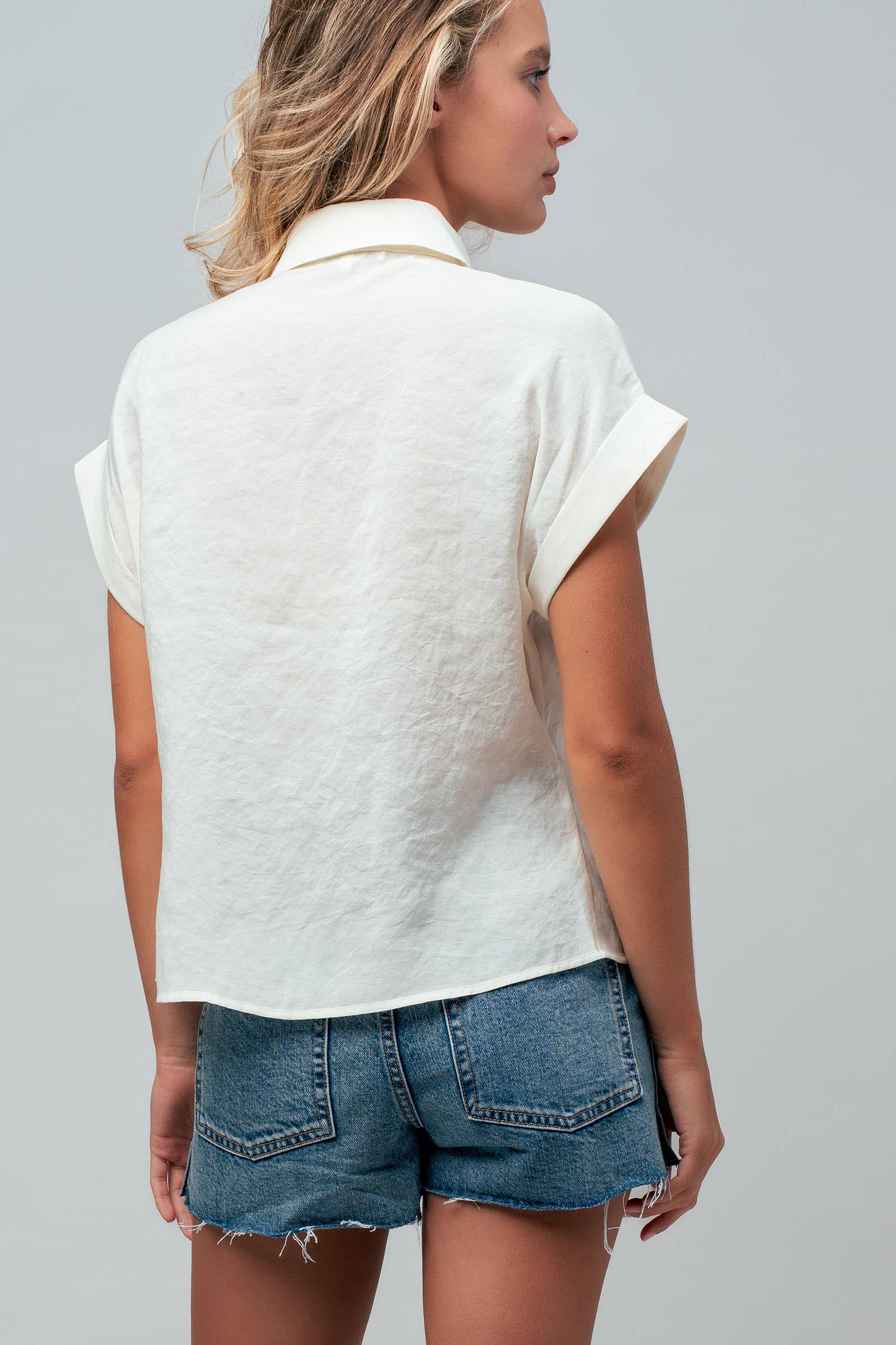 Tie-Front Short Sleeve Modal Blouse