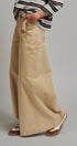 Washed Cotton Wide Leg Palazzo Pants with Woven Belt in KHAKI - Women's Casual Pants | Urban Daizy