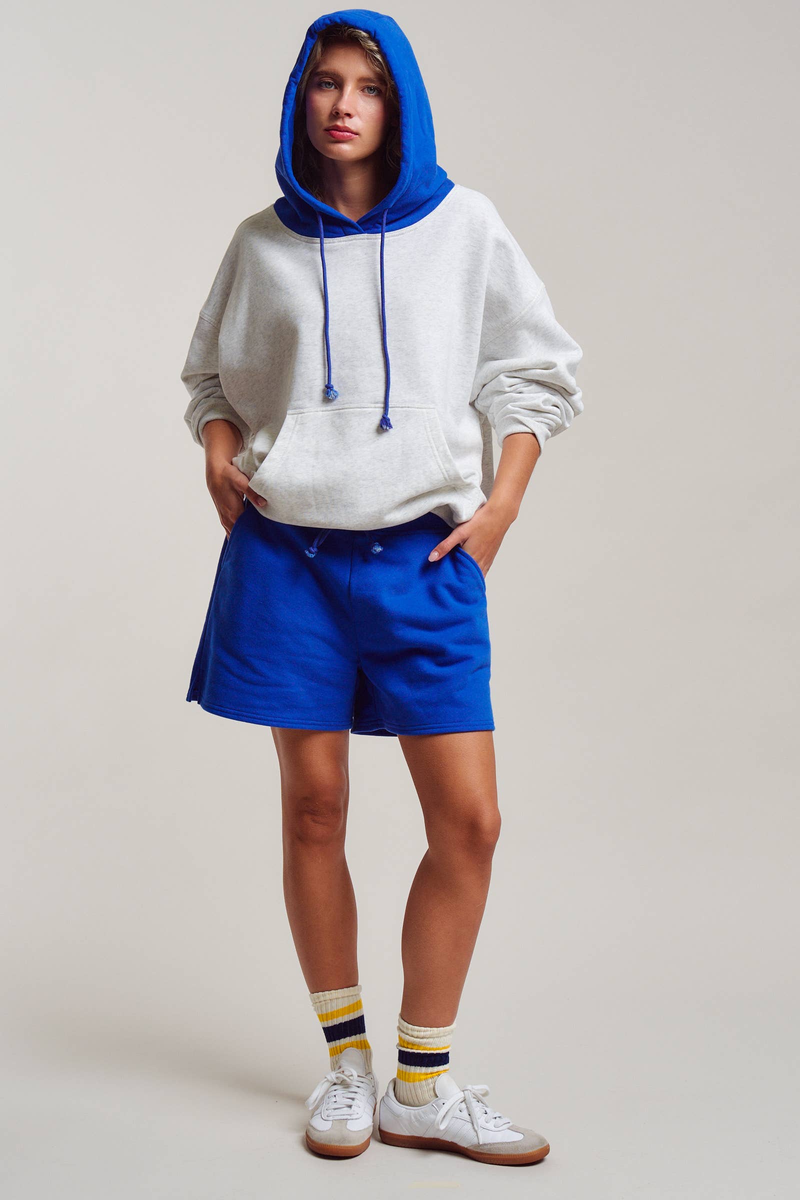 Drawstring Sweat Shorts Side Slit