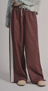 Side Stripe Drawstring Wide-Leg Pants in BROWN - Women's Casual Pants | Urban Daizy