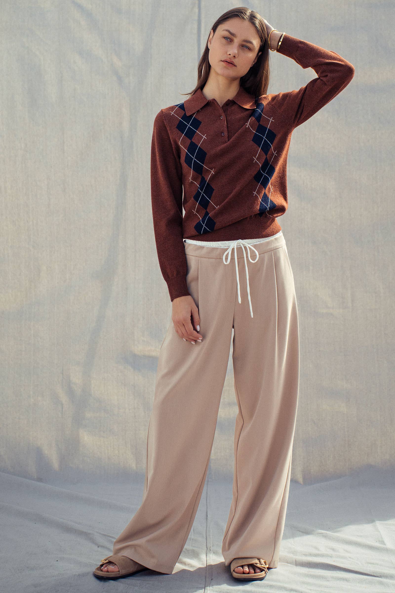 Relaxed Wide-Leg Drawstring Trousers
