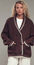 Urban Daizy Chunky Knit Oversized Contrast Cardigan Taupe Cardigan - Women's (UDZ-TP-00814) – alternate view 4