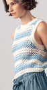 Urban Daizy Striped Crochet Tank Top with Contrast Trim Detail Blue-Multi Tank Top - Women's (UDZ-TP-00260) – alternate…