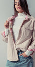 Urban Daizy Plaid Flannel-Lined Corduroy Shacket Taupe Shirt Jacket/Shacket - Women's (UDZ-KN-00150) – alternate view 24