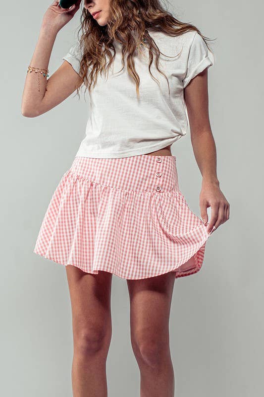 Urban Daizy Gingham Side-Button Mini Skirt Blue Skirt - Women's (UDZ-SK-00153) – alternate view 18