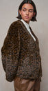 Leopard Print Faux Fur V-Neck Jacket in BROWN - Women's Jackets & Blazers | Urban Daizy