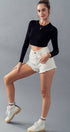 Urban Daizy Essential Fitted Long Sleeve Crew Crop Top Ivory Knit Top - Women's (UDZ-TP-00031) – alternate view 11