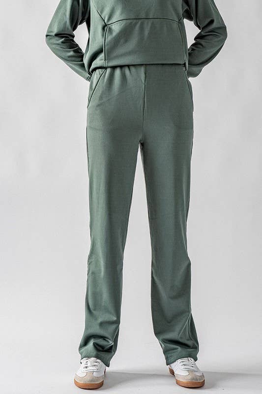 High-Waisted Wide-Leg Micro Fleece Pants