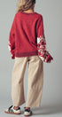 Urban Daizy Floral Embroidered Striped Knit Sweater Brown Knit Sweater - Women's (UDZ-TP-00814) – alternate view 9
