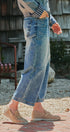 Vintage Wash Cropped Wide-Leg Jeans in DENIM - Women's Casual Pants | Urban Daizy
