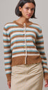 Lace Trim Striped Cardigan Coastal Grandma Preppy for Women in BROWN BLUE - Women's Cardigans & Shrugs | Urban Daizy