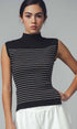Urban Daizy Striped Ribbed Mock Neck Sleeveless Top Lt-Khaki Knit Top - Women's (UDZ-PT-00352) – alternate view 5