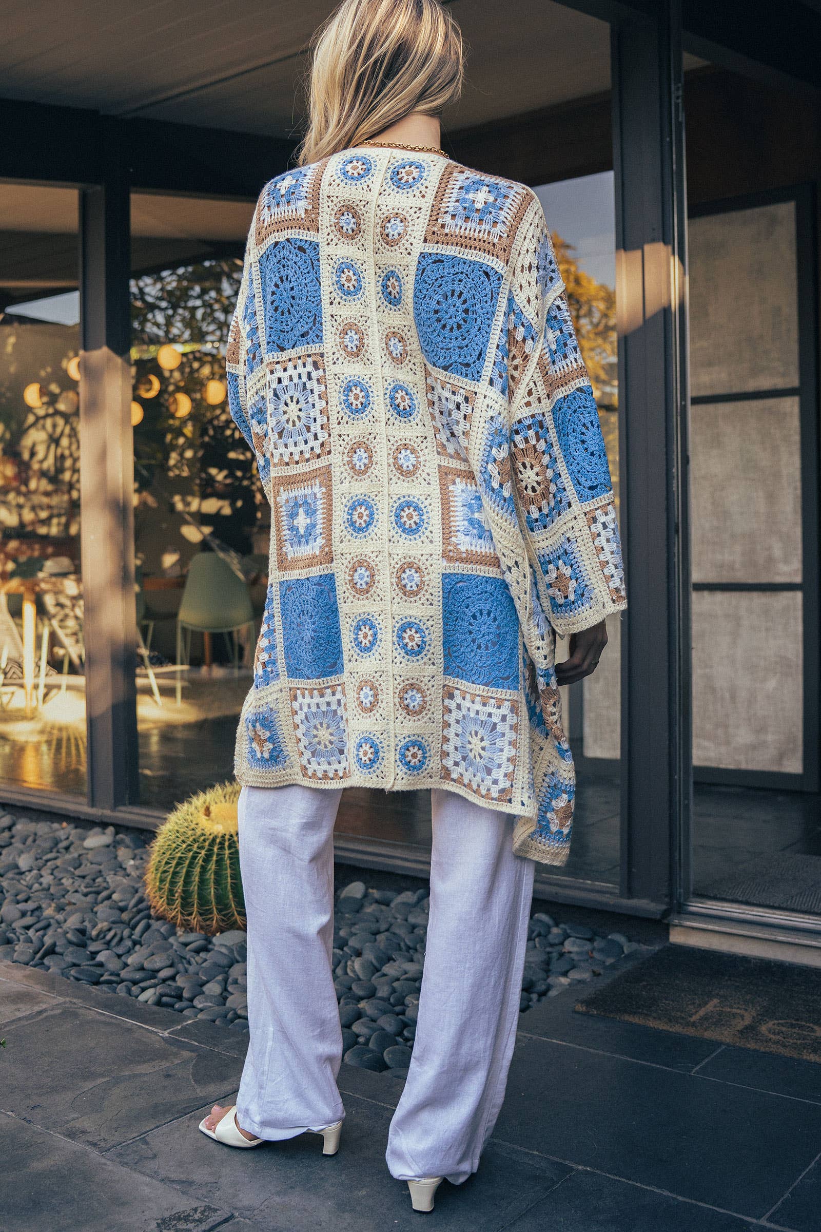 Granny Square Crochet Patchwork Duster Cardigan