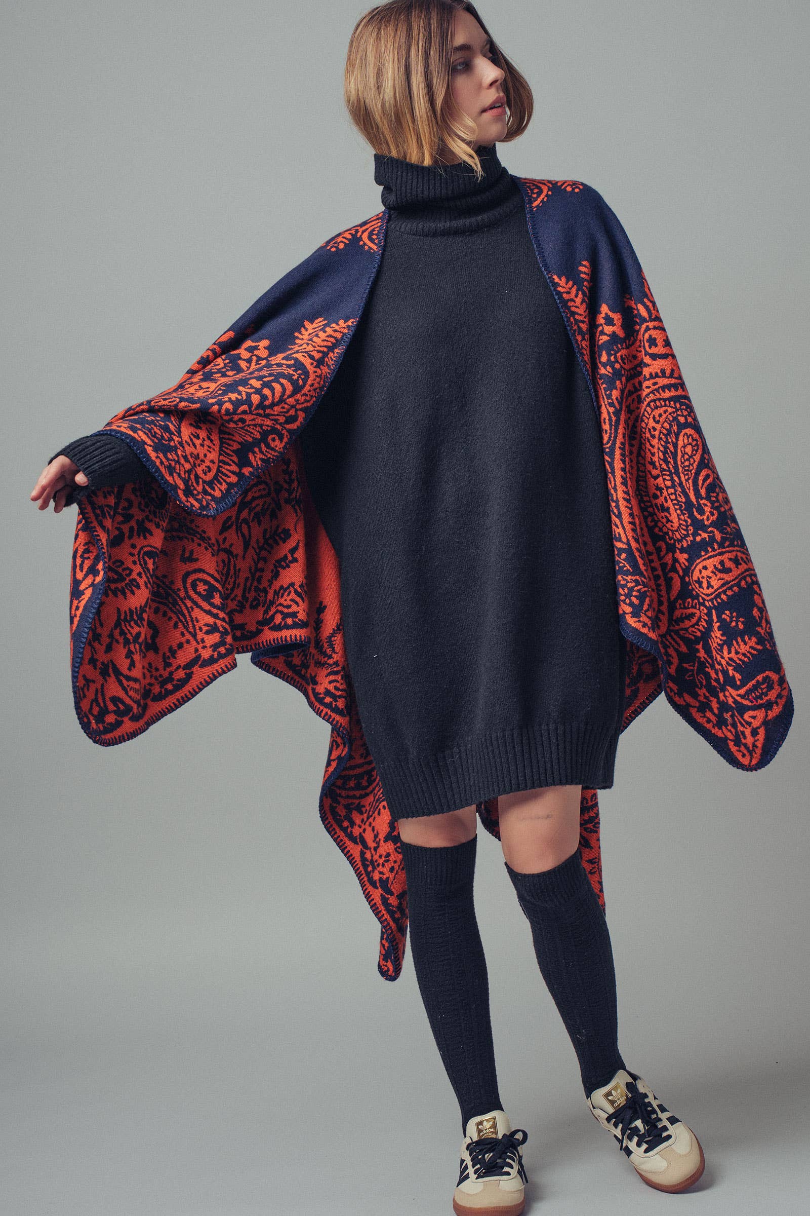 Oversized Turtleneck Ribbed Knit Sweater Dress