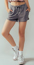 Urban Daizy Textured Cotton Elastic Waist Drawstring Pocket Dolphin Shor Charcoal Shorts - Women's (UDZ-PT-00046) –…
