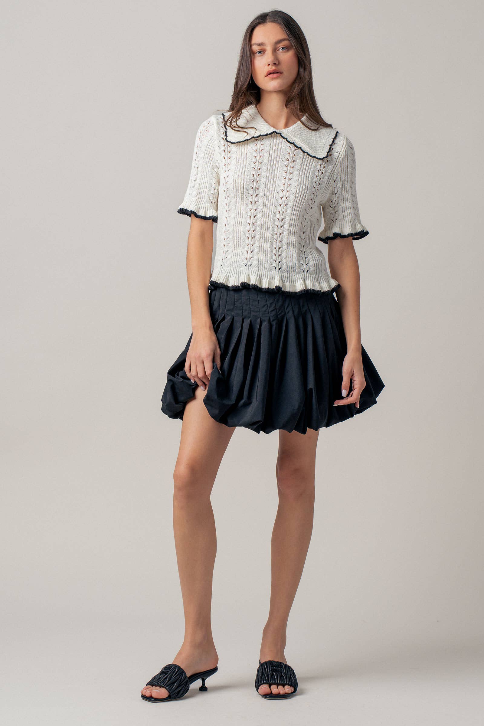Crochet Knit Ruffled Top