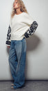Urban Daizy Embroidered Sleeve Ivory Knit Sweater Ivory-Black Knit Sweater - Women's (UDZ-KN-00654) – alternate view 11