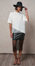 Oversized Cotton Tee with Asymmetric Lace Hem in WHITE - Women's T-Shirts & Polos | Urban Daizy