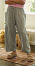 Striped Wide Leg Cotton Pants with Pockets in GREY - Women's Casual Pants | Urban Daizy