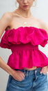 Urban Daizy Strapless Ruffle Smocked Waist Silky Peplum Top Black Blouse - Women's (UDZ-TP-00566) – alternate view 21