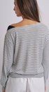Urban Daizy Asymmetrical Striped One-Shoulder Top Ivory-Black Knit Top - Women's (UDZ-TP-01085-Ivory-Black) – alternate view 6