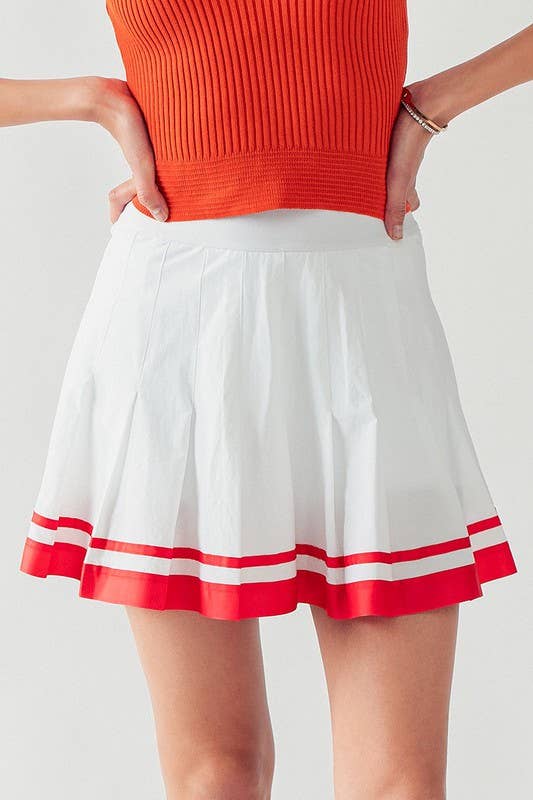 Urban Daizy Striped Waistband Pleated Skirt Black White Skirt - Women's (UDZ-SK-00066) – alternate view 2