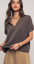 Urban Daizy Relaxed V-Neck Top with Folded Sleeves Ivory Blouse - Women's (UDZ-TP-00570) – alternate view 19