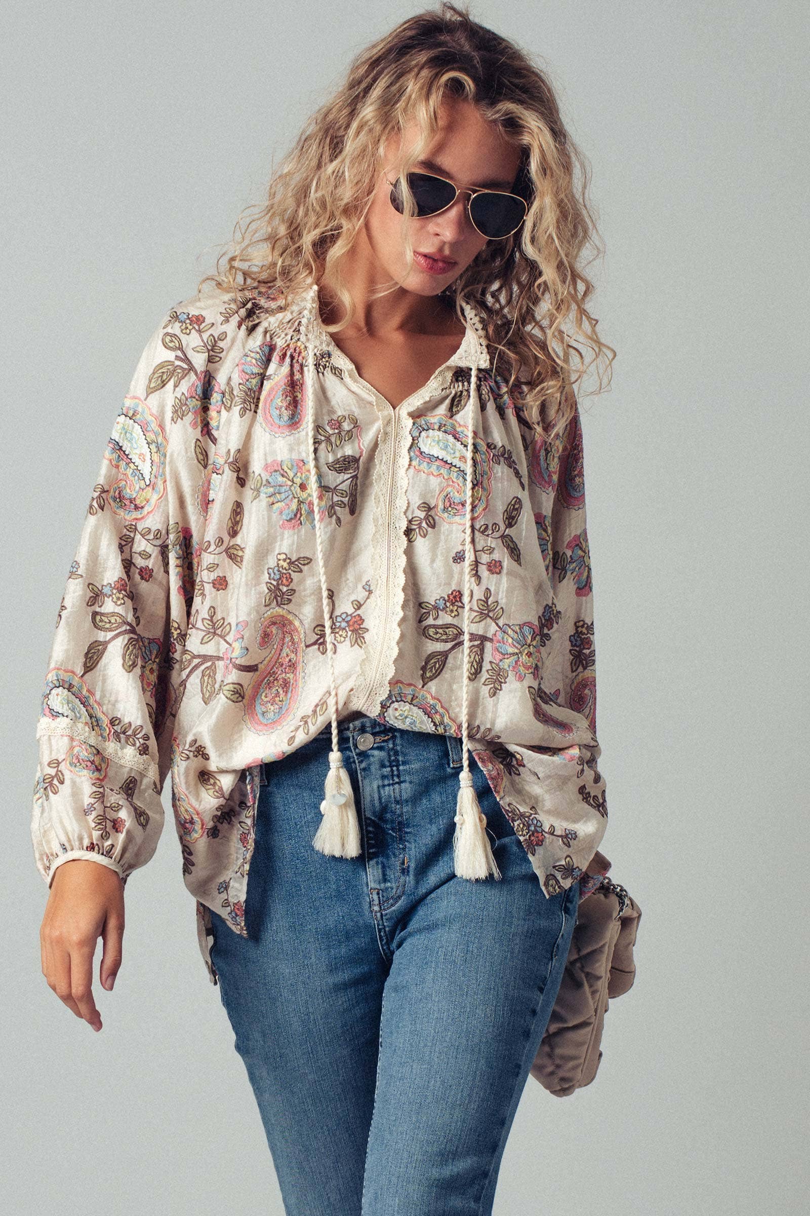 Urban Daizy Embroidered Boho Paisley Blouse Top Multi Blouse - Women's (UDZ-KN-00652) – alternate view 16