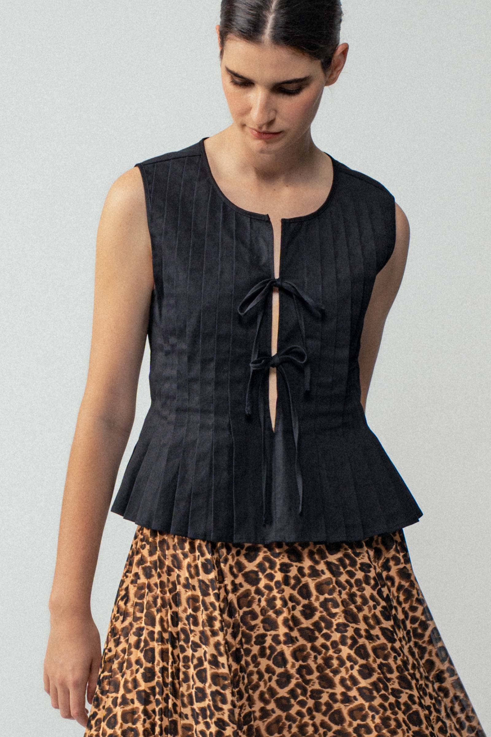 Urban Daizy Pleated Bow Front White Top Ivory Blouse - Women's (UDZ-DR-00389) – alternate view 10