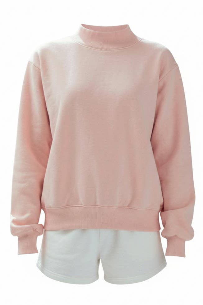 Urban Daizy Mock Neck Drop Shoulder Sweatshirt Ivory Sweatshirt - Women's (UDTP1437-Ivory) – alternate view 23