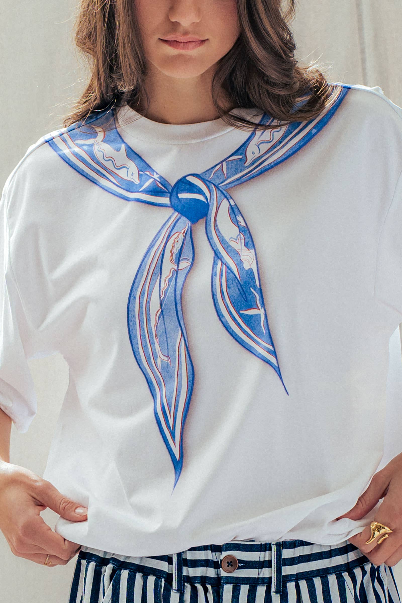 Nautical Stripe Printed Bandana Tee