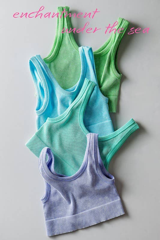 Urban Daizy Mineral Wash Ribbed Scoop Neck Crop Tank Top Black Tank Top - Women's (UDZ-TP-00275) – alternate view 11