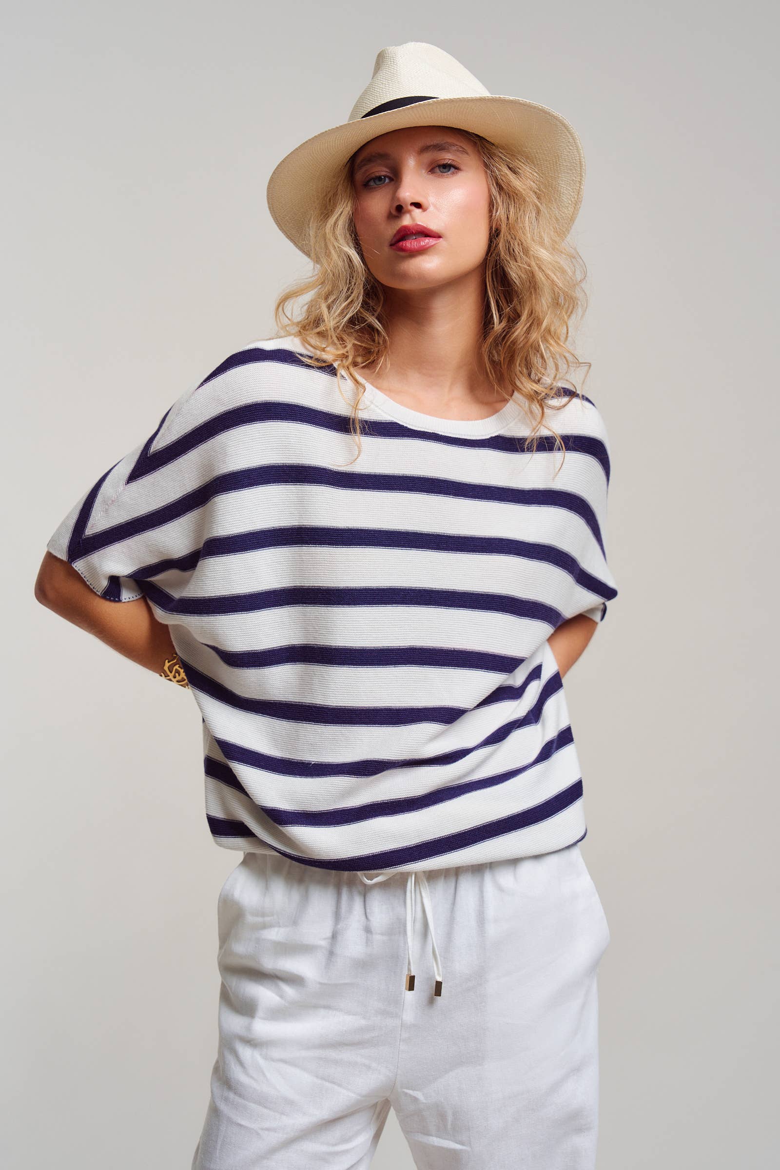 Relaxed Dolman Sleeve Knit Sweater Top