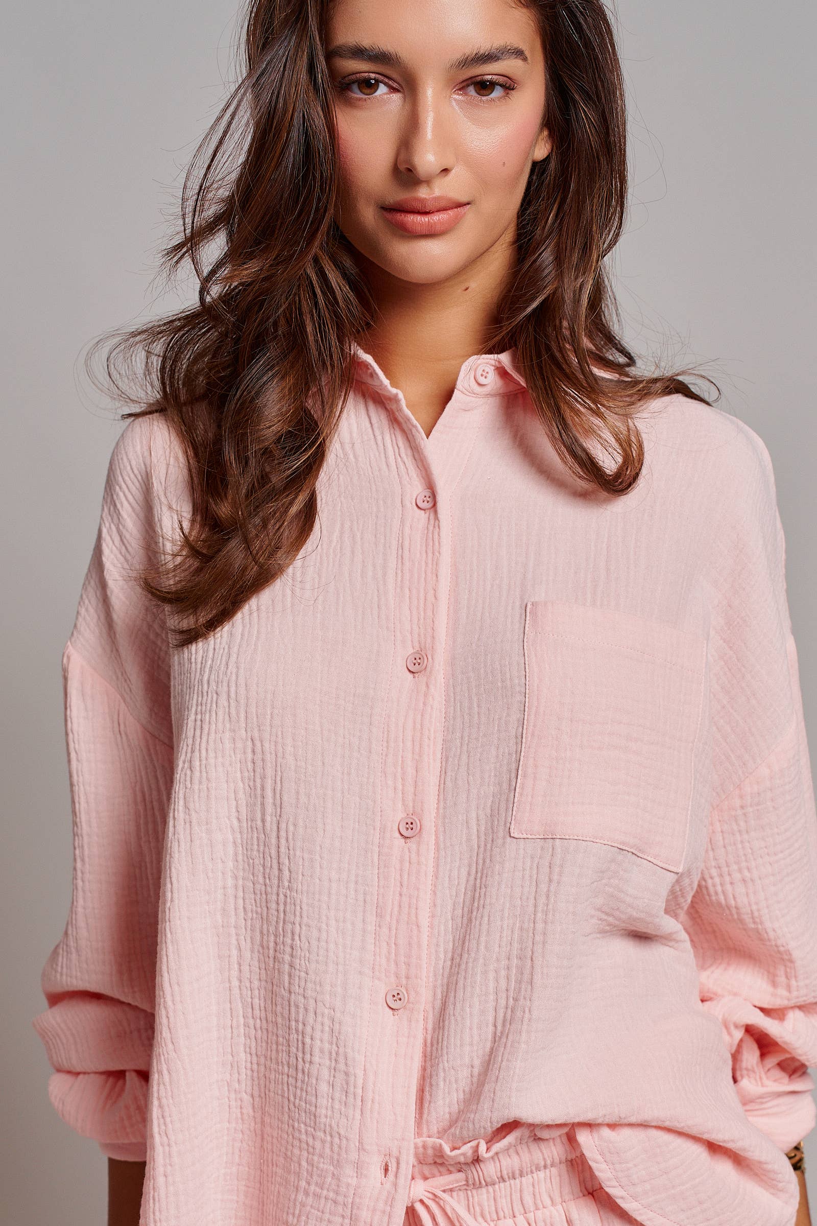 Crinkle Cotton Gauze Resort Button-Up Set