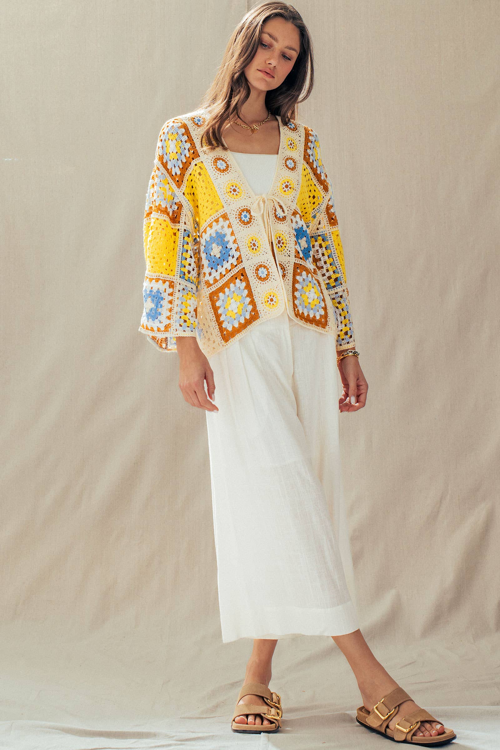 Bohemian Extra Wide Leg Ankle Length Pull On Pants