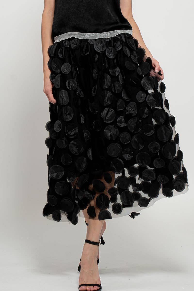 Urban Daizy Polka Dot Tulle Midi Skirt with Elastic Waist Black Skirt - Women's (UDZ-SK-00104) – alternate view 7