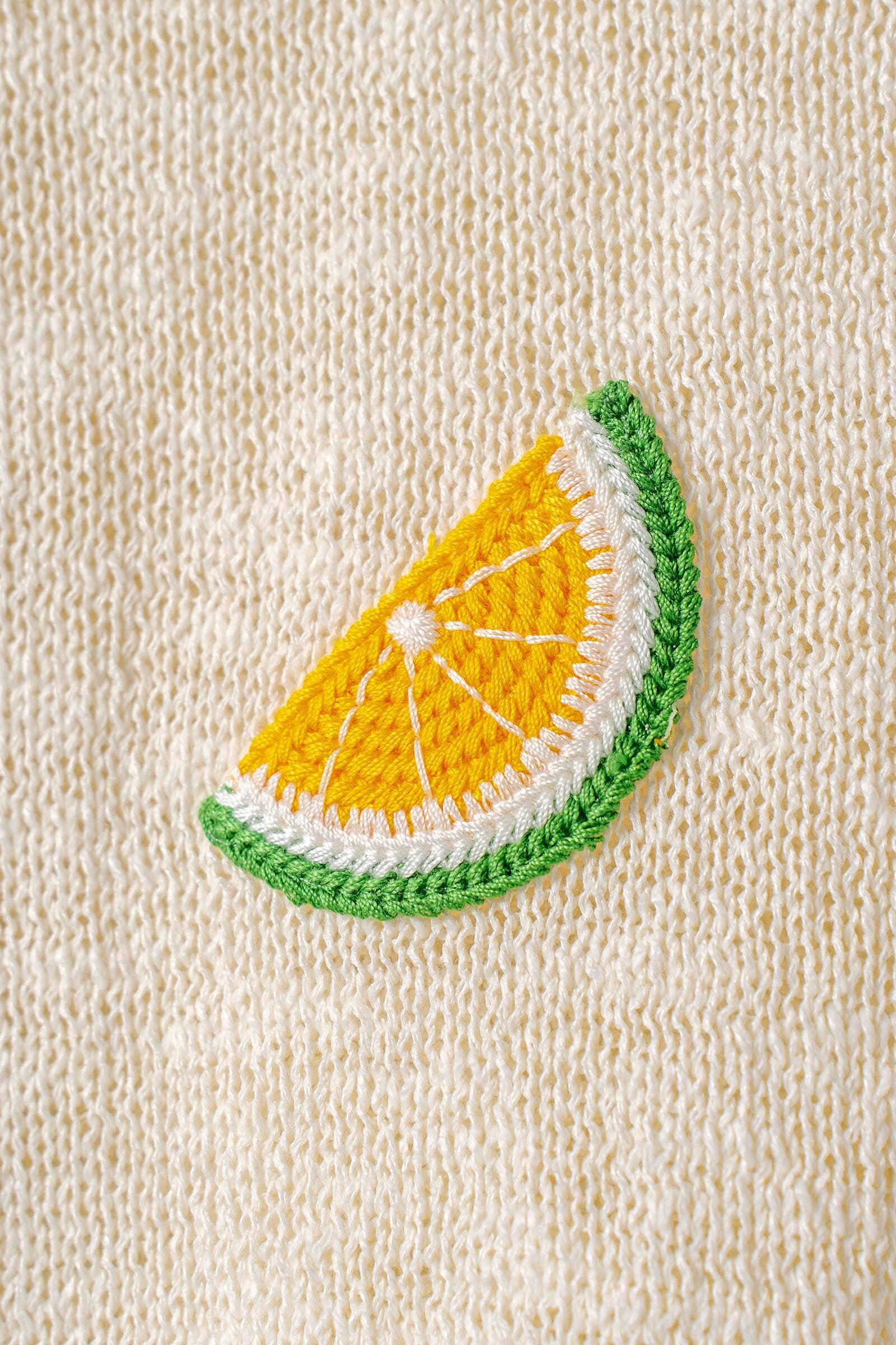 Urban Daizy Citrus Embroidered Knit Pullover Sweater Ivory Knit Sweater - Women's (UDZ-KN-01047) – alternate view 3