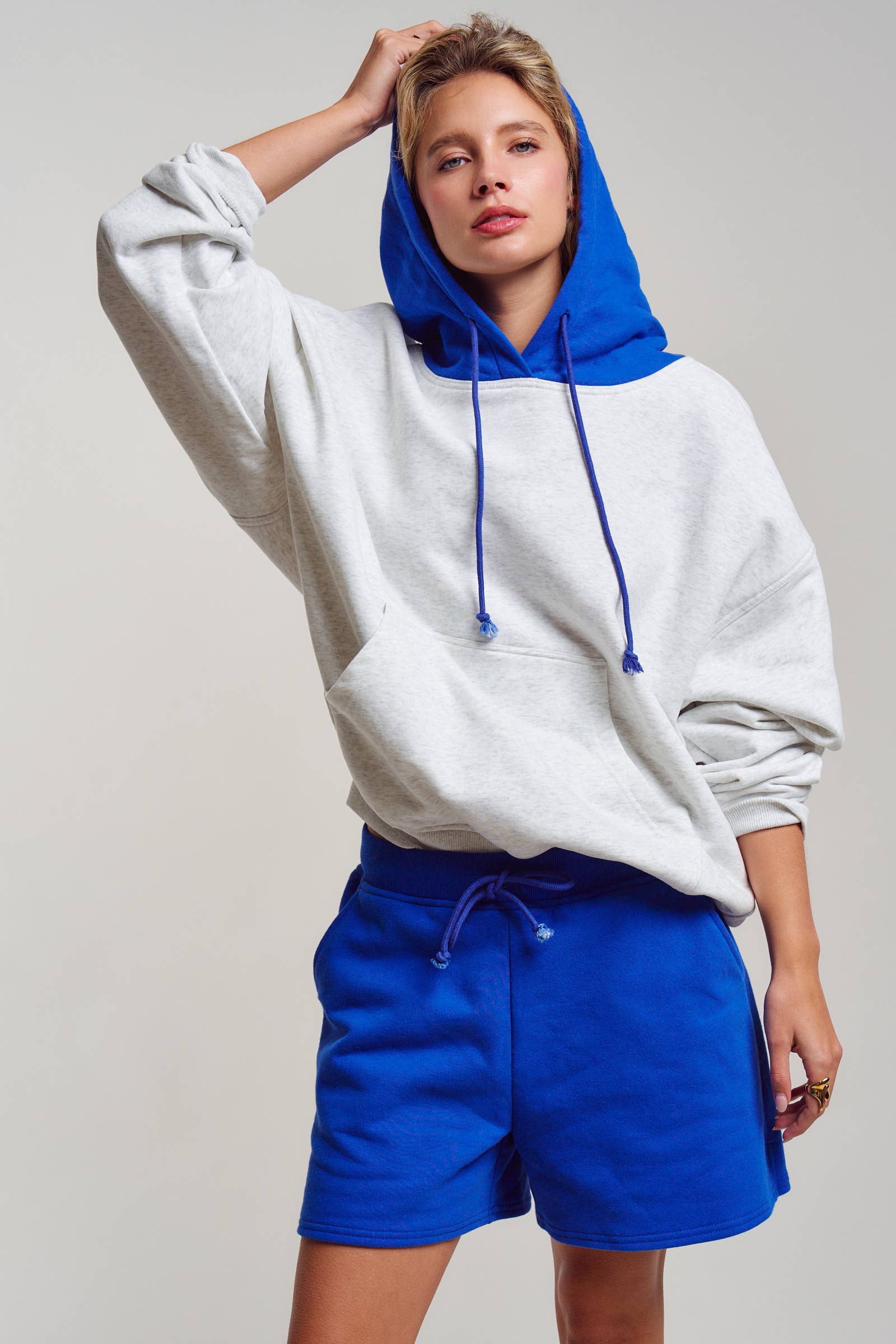 Contrast Hood Colorblock Pullover Hoodie