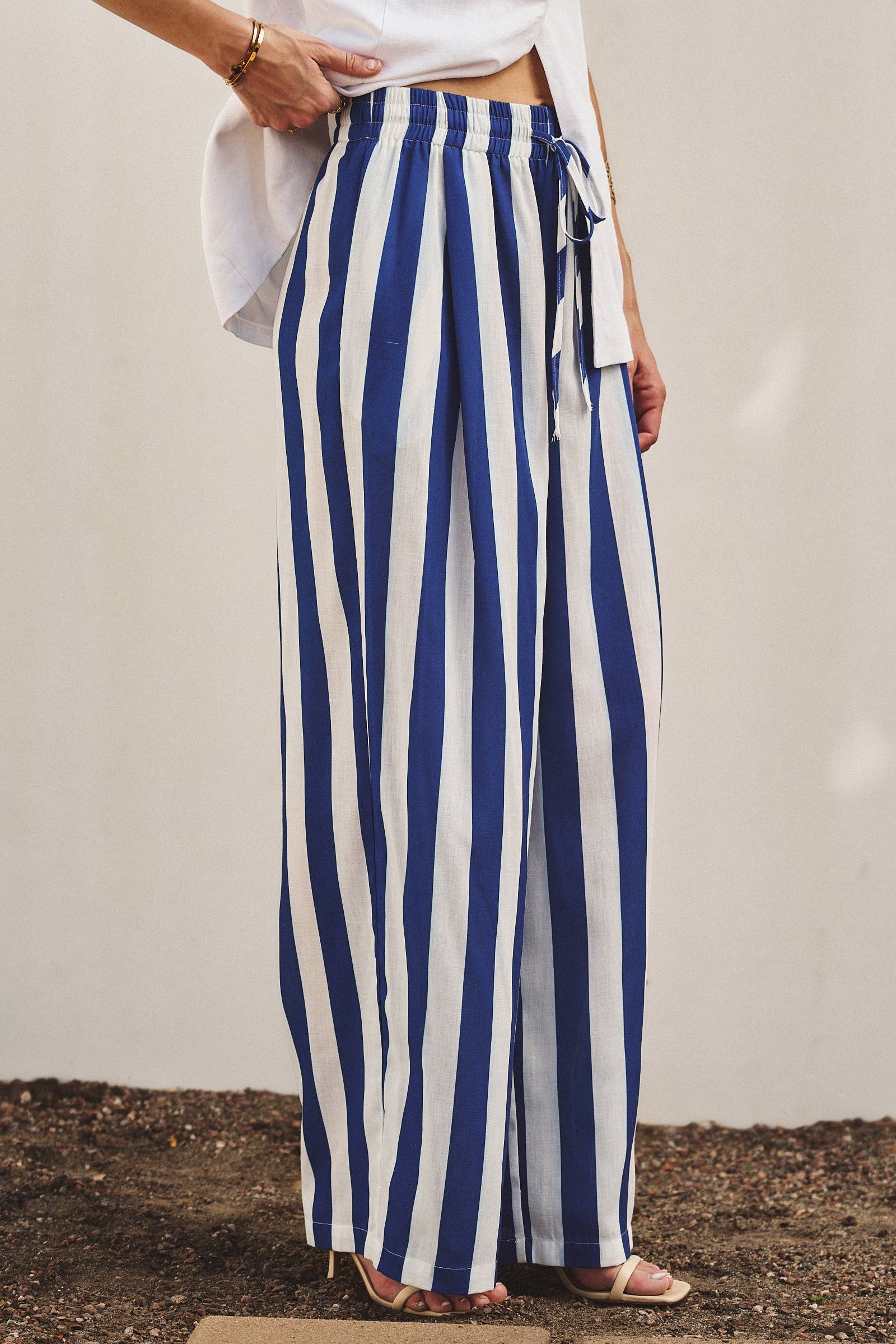 Breezy Linen-Blend Striped Wide-Leg Pants