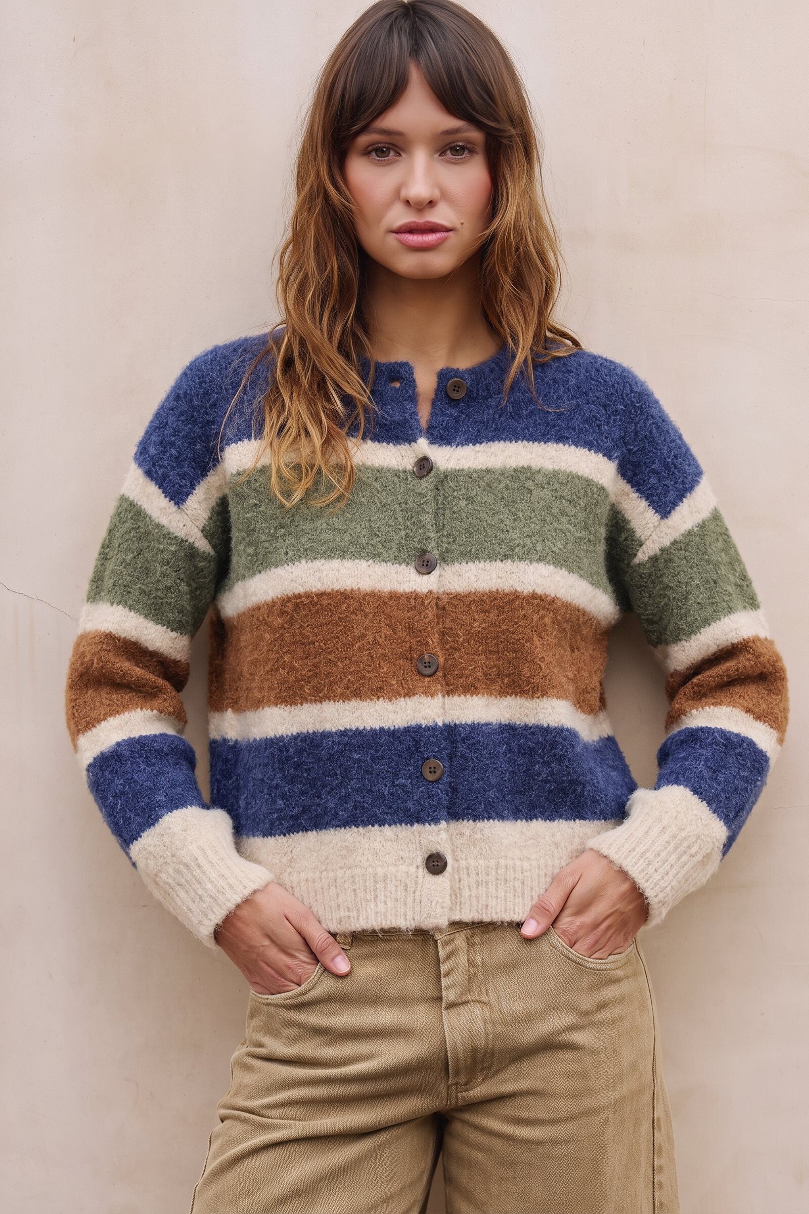 Hearthside Stripe Boucle Cardigan