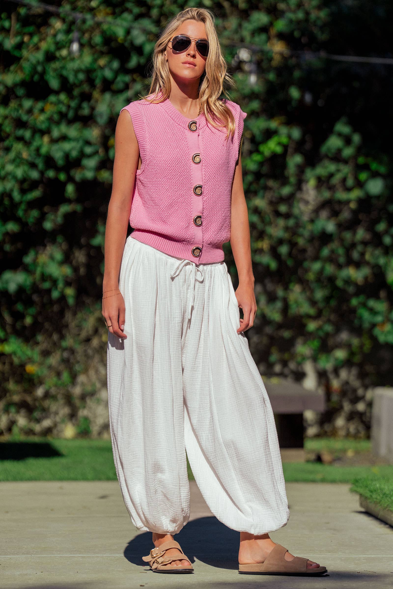 Urban Daizy Textured Knit Vest Seashell Buttons Blue Sweater Vest - Women's (UDZ-KN-01049) – alternate view 9