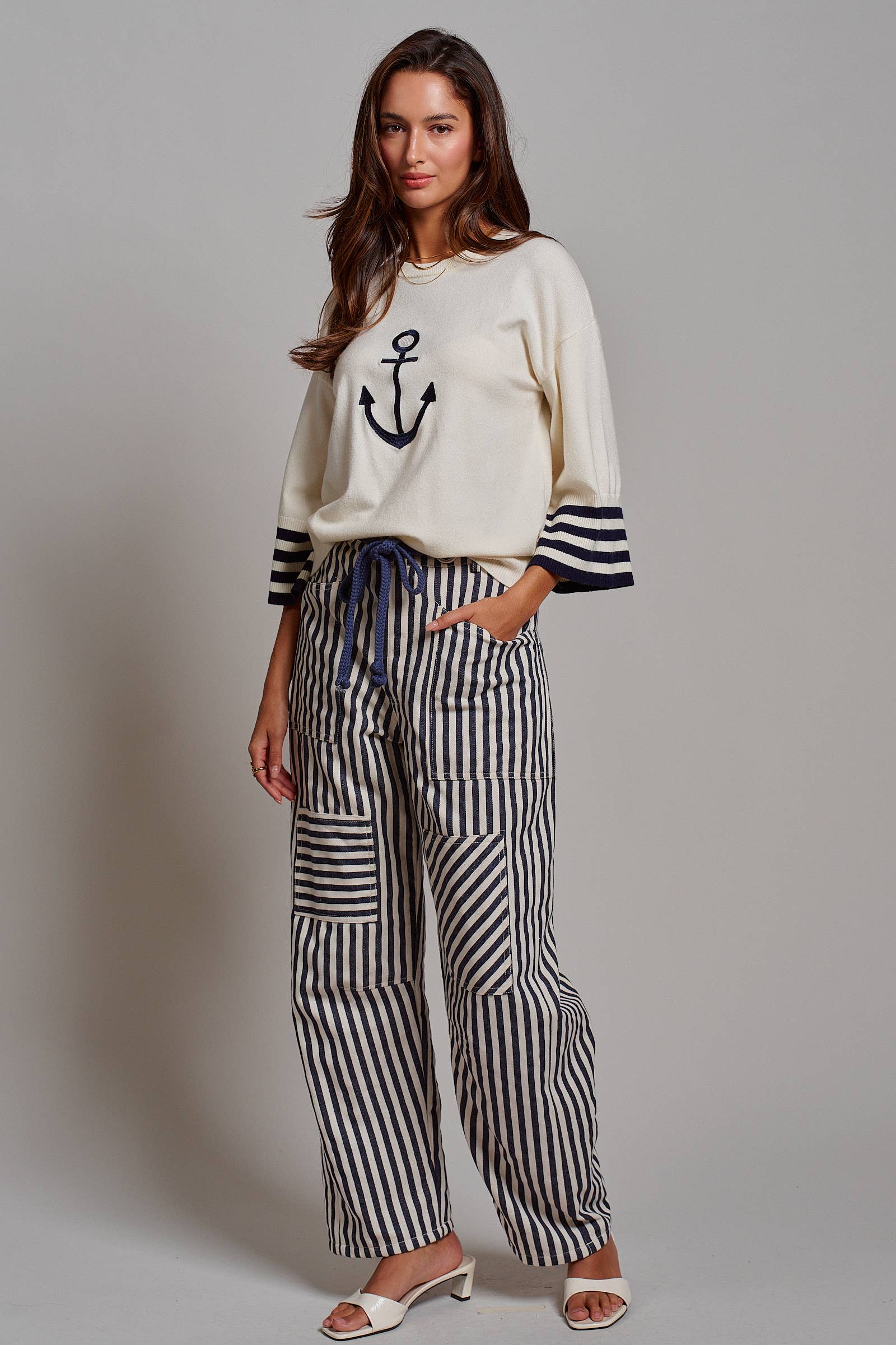 Railroad Striped Patch Pocket Spring Utility Pants