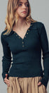 Urban Daizy Classic Fitted Ribbed Knit Polo Sweater Brown Knit Sweater - Women's (UDZ-KN-00657) – alternate view 21