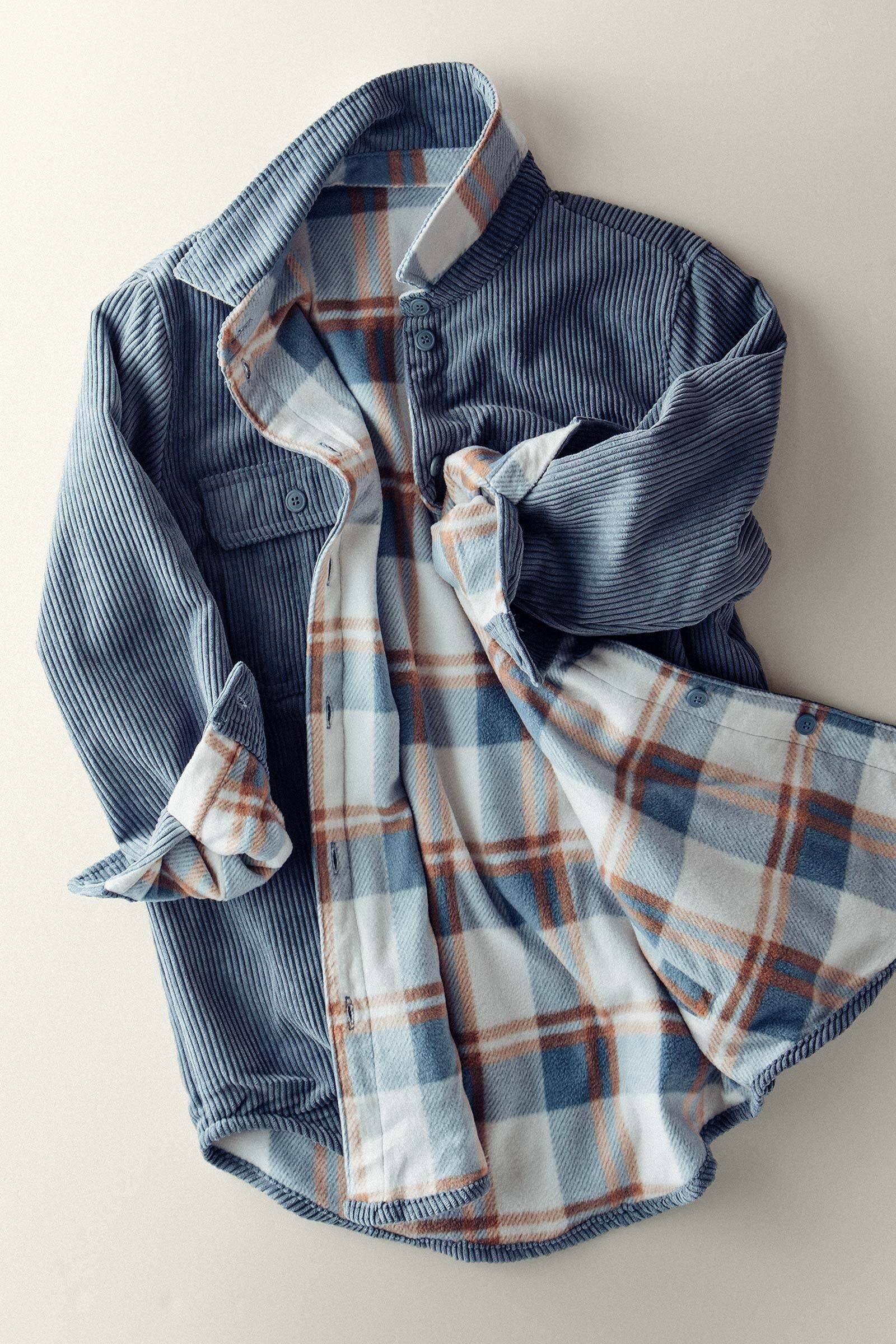 Urban Daizy Plaid Lined Corduroy Flannel Shacket Black Shirt Jacket Shacket - Women's (UDZ-OT-00018) – alternate view 6