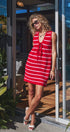 Urban Daizy Striped Crochet Knit Mini Dress Tie Front Red-Pink Dress - Women's (UDZ-DR-00525) – alternate view 7
