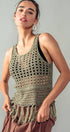 Urban Daizy Crochet Knit Boho Tassel Hem Summer Cover Top Khaki Knit Top - Women's (UDZ-TP-00504) – alternate view 10