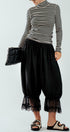 Boho Lace Trim Summer Linen Pants in BLACK - Women's Pants | Urban Daizy