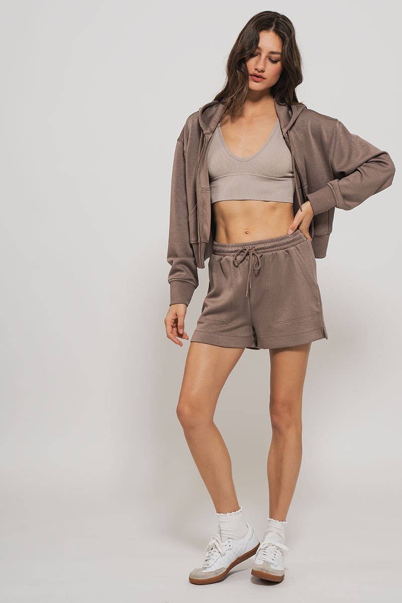Mineral Wash V-Neck Rib Knit Bralette Top