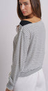 Urban Daizy Asymmetrical Striped One-Shoulder Top Ivory-Black Knit Top - Women's (UDZ-TP-01085-Ivory-Black) – alternate view 15
