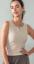 Urban Daizy Ribbed Bamboo Henley Tank Top Black Tank Top - Women's (UDZ-TP-00520) – alternate view 9